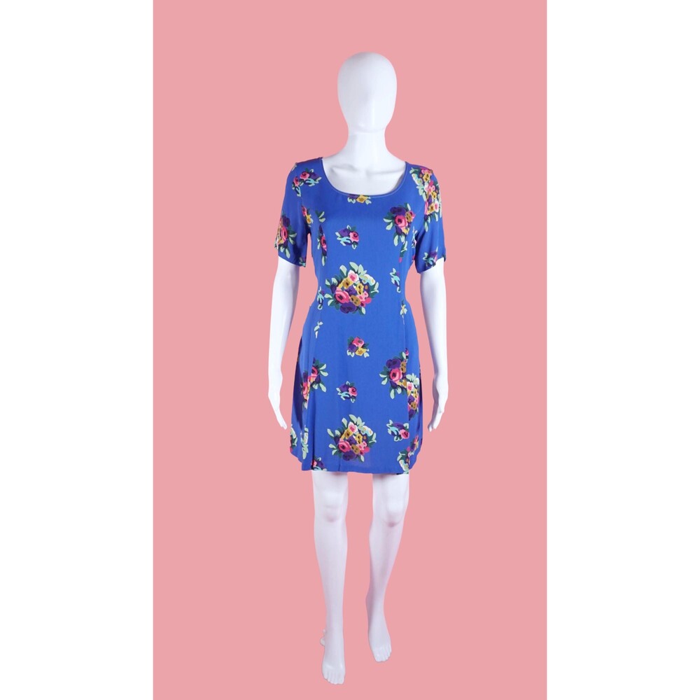 1990s Vintage BETSEY JOHNSON BOUQUET Print Mini Dress W/Adjustable Back Tie. S-M